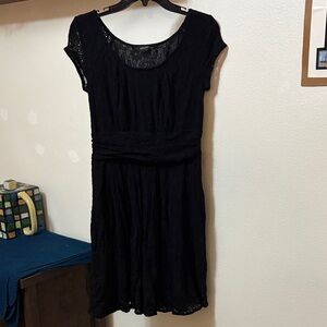 EShakti Black Lace Smocked Waist Fit and Flare Dress Sz 10 🖤